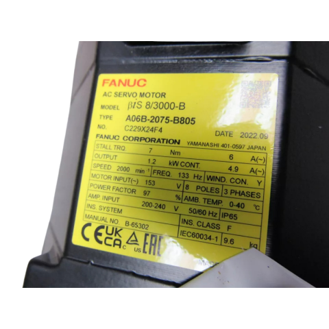 A06B-2075-B805 SV Motor BIS 8/3000-B